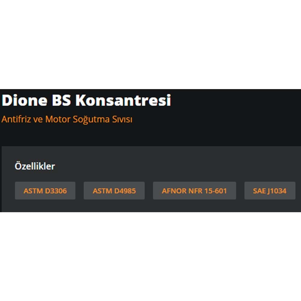 COOLANT CONCENTRATED DIONE BS, AFNOR NF MAVİ 4LT RYMAX