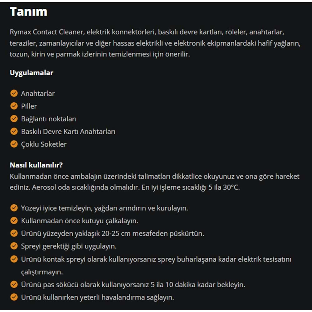 KONTAK SPREYİ (CONTACT CLEANER) 400ML RYMAX