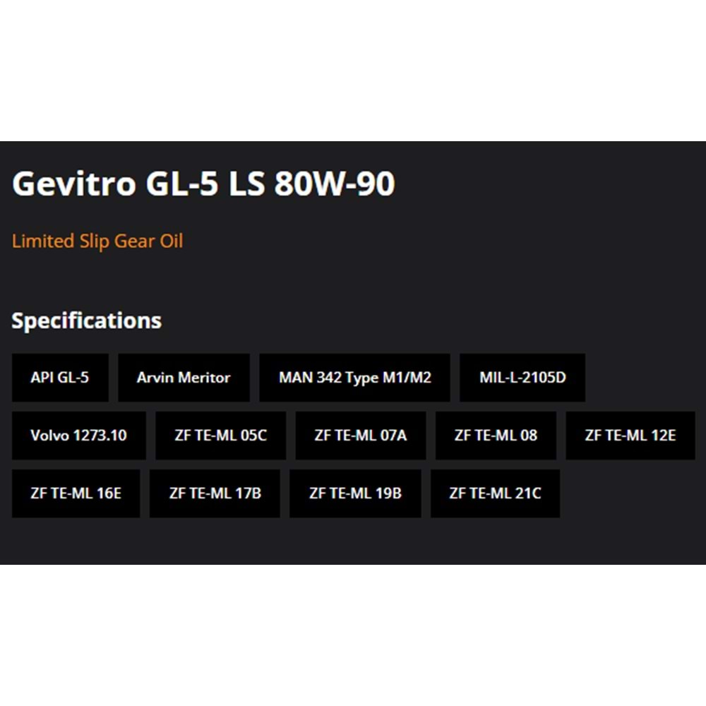 DİFRANSİYEL YAĞI (80W90) LS GEVITRO HIPOID 1LT RYMAX