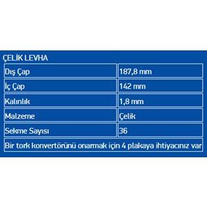 ÇELİK PLATE İÇ DİŞLİ 722.6, 722.9, 722.9 LATE 1,8mm
