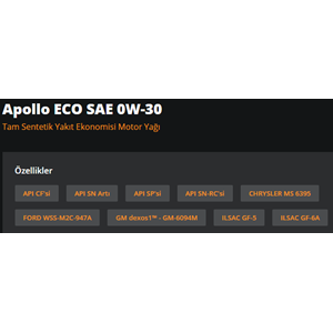 MOTOR YAĞI (0W30) 4LT (APOLLO ECO) RYMAX