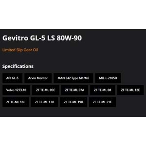 DİFRANSİYEL YAĞI (80W90) LS GEVITRO HIPOID 1LT RYMAX