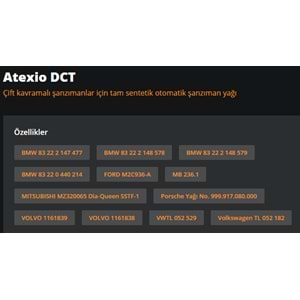 OTOMATİK ŞANZIMAN YAĞI DSG/DCT ATEXIO 1LT RYMAX