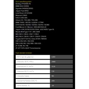 OTOMATİK ŞANZIMAN YAĞI 6HP (SARI) 60LT KROON-OIL