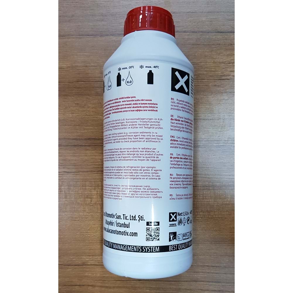 ANTİFRİZ KIRMIZI 1,5 LT AGMP (-40 C)