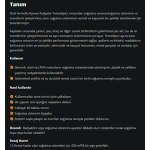 RADYATÖR TEMİZLEYİCİ (RADIATOR CLEANER) 250ML RYMAX