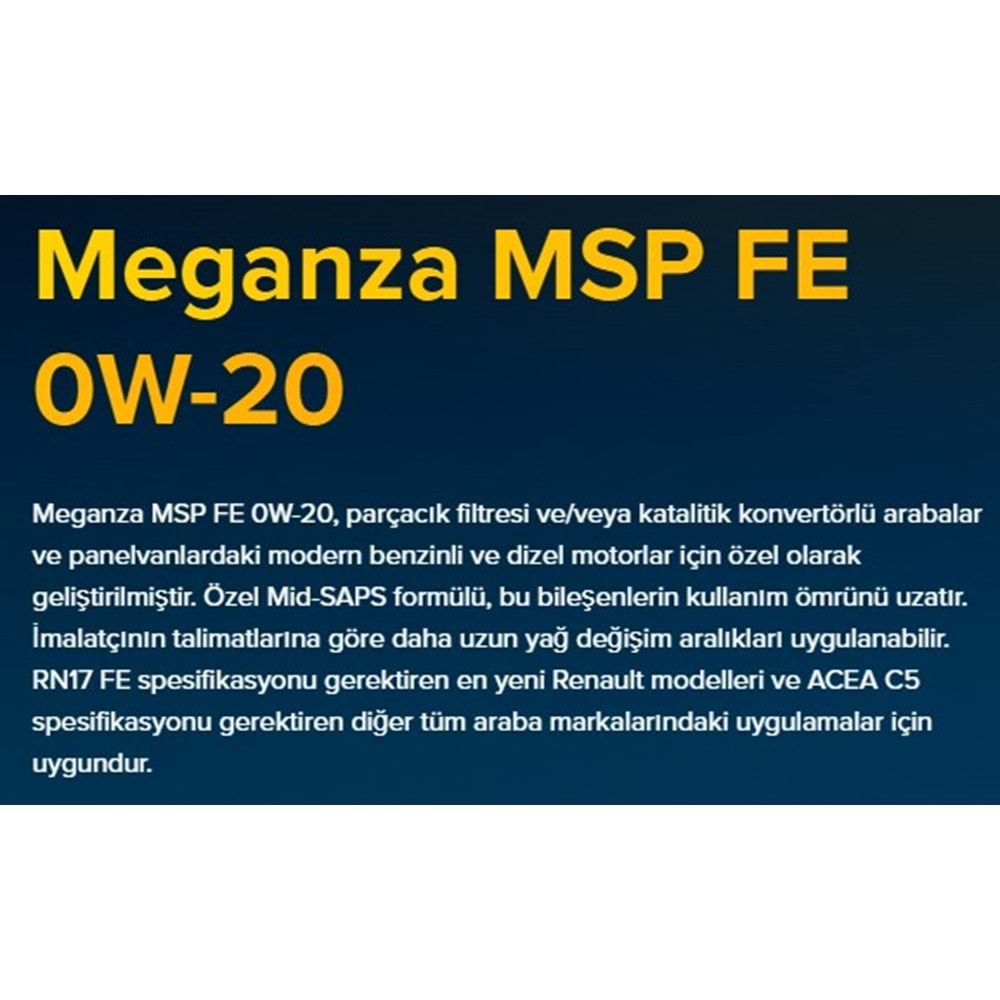 MOTOR YAĞI (0W20) C5 5LT (MEGANZA) KROON-OIL
