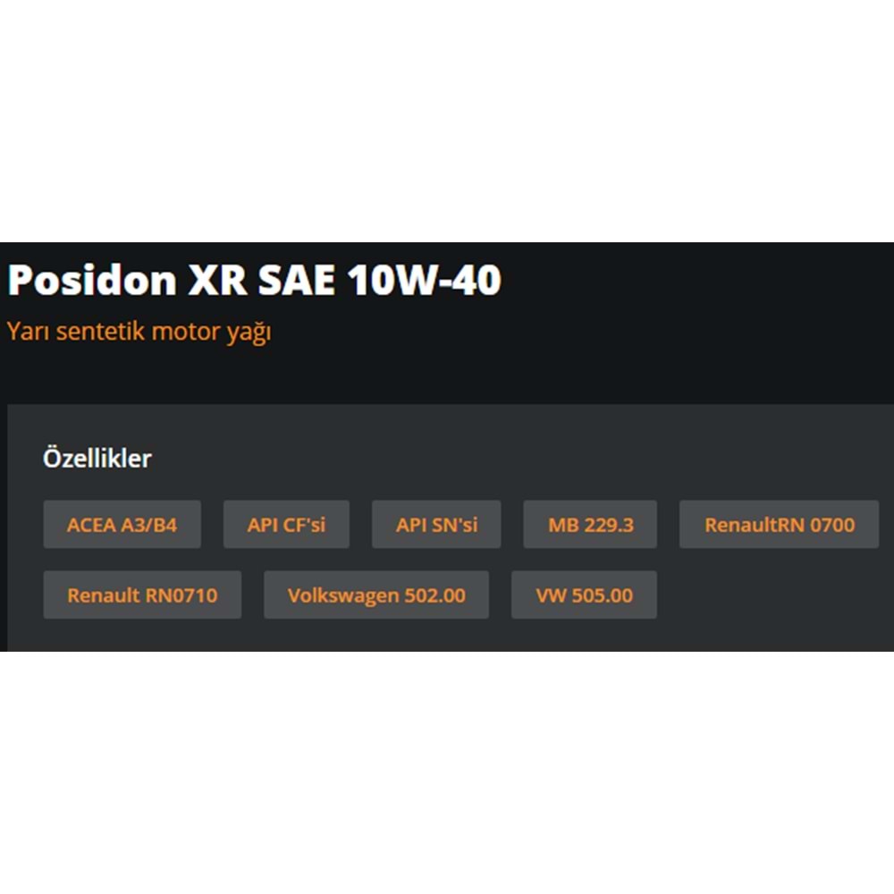 MOTOR YAĞI (10W40) SN 5LT (HELIOS XR) RYMAX