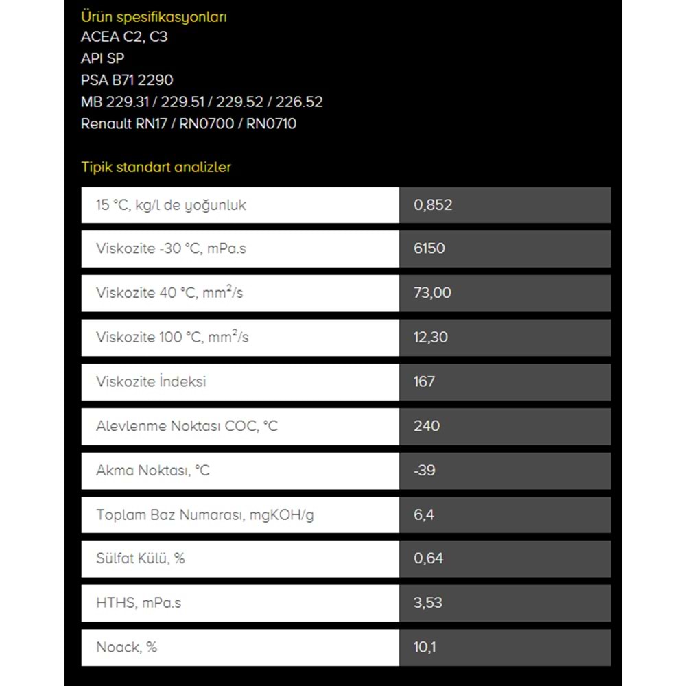 MOTOR YAĞI (5W30) C2 PARTİKÜLLÜ 5LT (AVANZA+) KROON-OIL