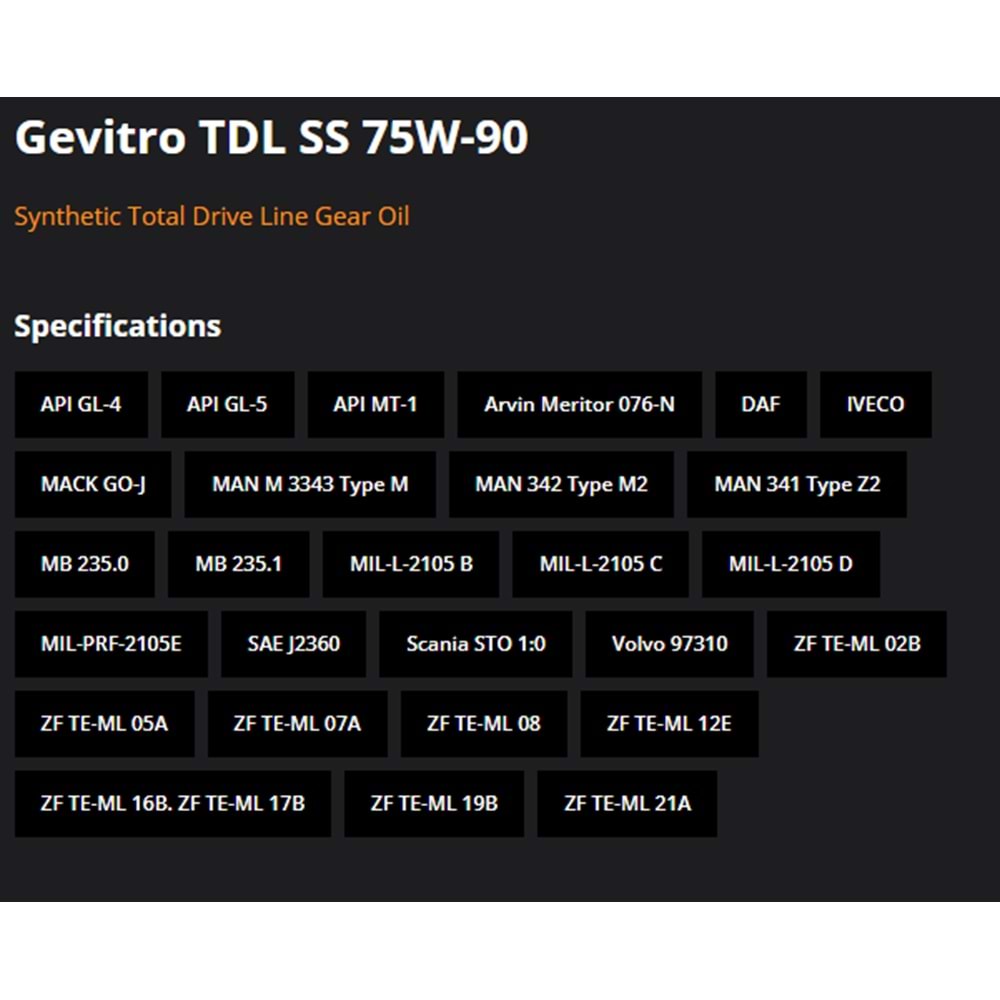 ŞANZIMAN YAĞI GEVITRO TDL SS (75W90) 1LT RYMAX