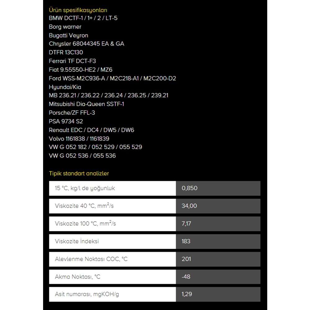 OTOMATİK ŞANZIMAN YAĞI DSG/DCT (2072) 1LT KROON-OIL