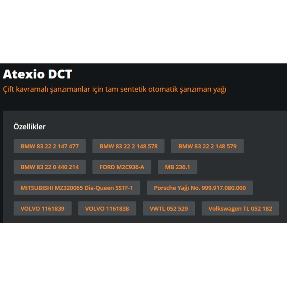 OTOMATİK ŞANZIMAN YAĞI DSG/DCT ATEXIO 60LT RYMAX